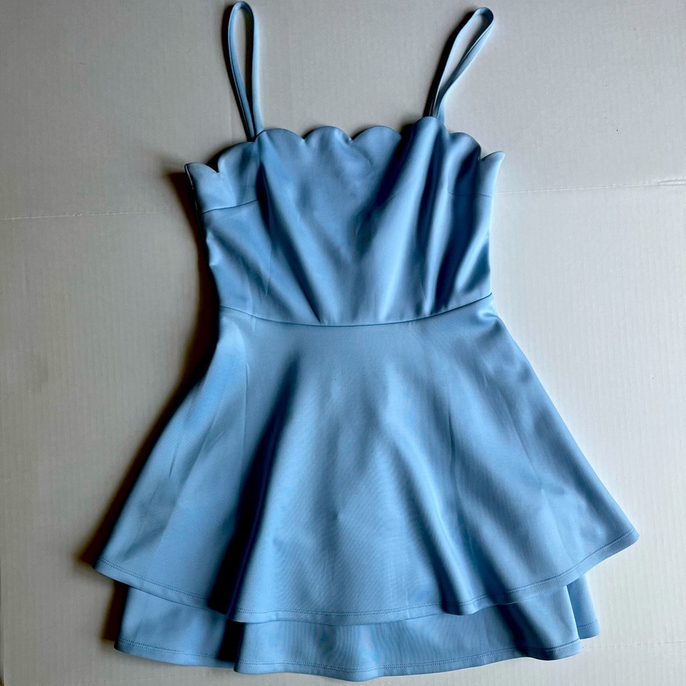 Cute light blue double layered mini dress. Summer or Spring wear.